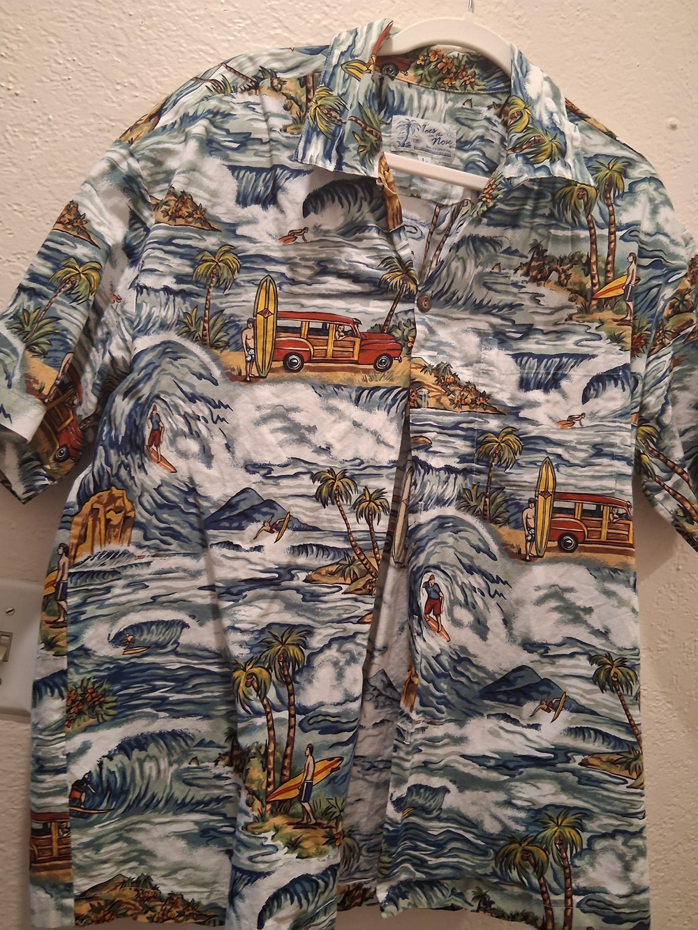 Men's Surf-Print Casual Button-Down Shirt in Blue